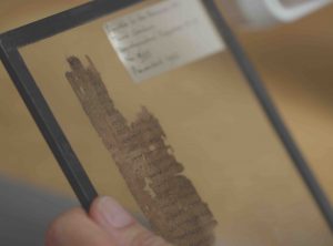 Ancient manuscript in a glass case